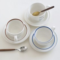 시라쿠스 메이플 밴드 커피잔세트 3color 커피잔 라떼잔 카푸치노잔 홈카페잔 테이블웨어 레스토랑 호텔식기 집들이선물, 블루