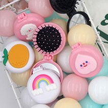 컴팩트 브러쉬거울 휴대 여행용 헤어빗 손거울 화장 메이크업 콤팩트, 구름