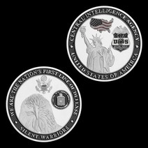 은화 금화 옛날 동전 미국 CIA 중앙정보국 만장일치 도전주화 은도금 기념주화, 은