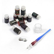 크리스탈 12색 펄잉크 유리만년필 세트 글라스펜 퍼플, 상세페이지 참조, 상세페이지 참조