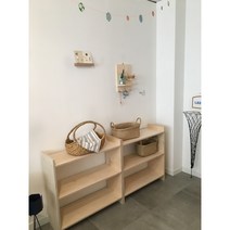 자작나무 원목 교구장 아기 키즈 유아 책장, 2단 책장(선반간격31cm)총높이80cm