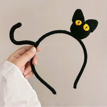 여성 큐티 털실 입체 머리띠 고양이인형 인형머리띠, 1개