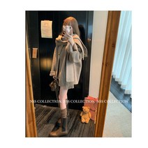 코트 여성용 가을과 겨울 새로운 프랑스 스타일 헵번 스타일 겨울 마일라드웨어 스카프 모직 코트