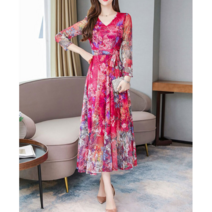 여성 플라워 롱원피스