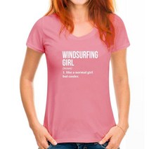 서핑 바디 보드 신제품 Windsurfing Girl 라운드넥 반팔 티셔츠 여성용 재미 있는 윈드서핑 보드 코튼 상, 09 WoMen Deep pink_05 L