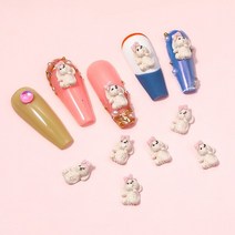 레진아트 재료 세트 만들기 3D 수지 네일 참 만화 귀여운 핑크 토끼 포옹 딸기 부품 액세서리 카와이 DIY 아트 장식 50 개, 21 X322