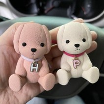차량용 강아지 이니셜 석고 자동차 방향제, 초코, 필기체, 화이트가드니아, 1개
