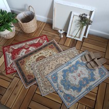 빈티지 바로크 매트 베란다 발코니 꾸미기 소품 바닥 깔개 주방 신발장 발판 러그, 와인