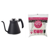 하리오 핸드 드립 포트 V60 커피 주전자 800ml 일본 정품 인덕션 IH 호환 0.8L, 블랙 + 단품