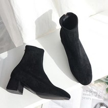 코지 여자 간편 코디룩 스웨이드 니삭스 5cm 앵클부츠