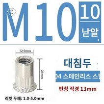 가구볼트 인서트너트 스테인레스 렌치볼트 스틸 너트마개, M10 딥헤드 10마리