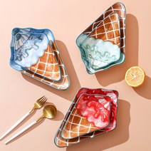 Creative Lovely Ice Cream Home Trinket Dish Ceramic partty Cake Dessert Dish porcelain Soy Sauc, Blue
