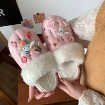 귀여운 짱구 시나모롤 그로밋 디자인 부드러운 층간소음 방지 슬리퍼 실내화 사무실 거실 실내 털 보온 겨울 여름 거실화 커스텀 기능성, AK + 250-255