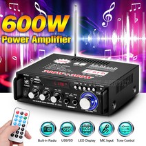 600W 블루투스 5.0 디지털 파워 앰프 스테레오 홈 자동차 오디오 앰프 USB SD MIC