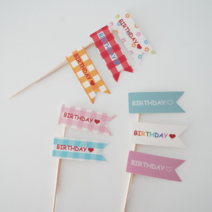 파티픽 생일파티 케이크 꾸미기 장식, 체크레터링픽8종