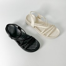 슈뿐 크로스 댕기 스트랩 통굽 밴딩 키높이 샌들(4cm)