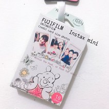 2022 신형 후지 라이카 미니90 인화지 instax 필름 폴라로이드 인화지 미니7c/mini9/25/11 인화지 10장, 하얀 푸른곰돌이