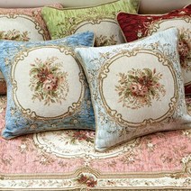 [더와이] 로망스 쿠션 이태리 고급 엔틱 인테리어 소품 45x45, 블루