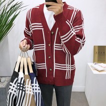 애드매이브 남녀공용 루즈핏 체크 니트가디건 5컬러
