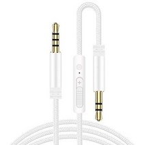 1.2m 오디오 케이블 잭 3.5mm 스피커 라인 aux 남성 남성 케이블(헤드폰 자동차 스피커용 볼륨 제어용 마이크 포함), 하얀