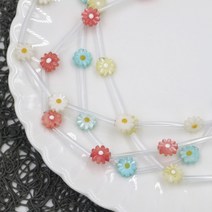 컬러 자개 데이지 /자개팬던트 반지 팔찌 만들기 재료, 6mm 화이트