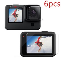 Gopro hero 11109 전면 screenamp 용 6 개대 hd 강화 유리 hero 11 10 9 블랙 액션 카메라 용 렌즈 보호 유리 필름, 6개 세트, 고프로 히어로 10용
