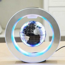 자기 부상 회전 지구 지구본 자기장 책상 인테리어 장식, 6인치 O자형 블랙 회전