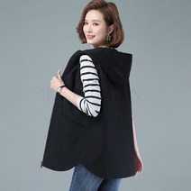 MOSAIRATION 여성 마담의류 후드집업 조끼 민소매 베스트 아우터 빅사이즈 SFW0616006
