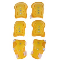 QDY 유아용 패드 팔꿈치 패드 스케이트보드 사이클링용 손목 보호대 인라인 스케이트 보호 장비 팩 6개 -, 플라스틱, 옐로우