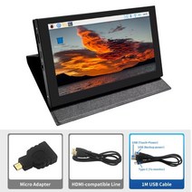 보조모니터 7인치 IPS LCD 미니 HDMI 호환 범용 터치 스크린 라즈베리 파이 윈도우 PC 디스플레이 게임 콘, 01 7 Inch