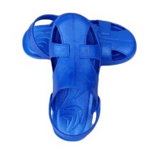 정전기 방지 슬리퍼 안전 신발 미끄럼 마사지 SPU 6 홀 두꺼운 밑창 남성 및 여성 여름 샌들, 01 Blue Sandals_06 46