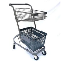 러브카트 2단카트 분리형 장바구니 마트 핸드카트, 상세이페이지 참고, 화이트 + 바구니