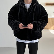 후드 포근한 오버핏 밍크 퍼 점퍼 자켓 오버핏 양털 남자 겨울 아우터 잠바 옷 코디