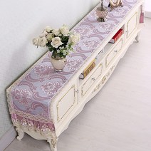 SKANDSALO 식탁보 레이스 패브릭아트 직사각형 거실 화장대 신발장 긴테이블 커버먼지방지 덮개천, T04-몽라란자색, C05-46*180CM(적합 장롱 110-140CM)