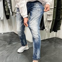 [옷자락] 남자 빈티지 페인트 워싱 스크래치 청바지
