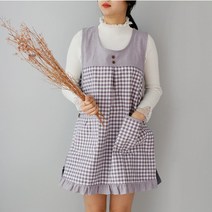 소담소담 써니체크 원피스형 2color 앞치마 빅사이즈가능, 퍼플일반사이즈