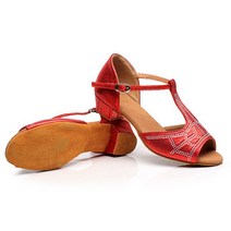 스포츠댄스화 라틴댄스 라틴 댄스 신발 여성 살사 볼룸 힐 실내 부드러운 밑창 파티 탱고, 17 39, 01 Indoor Red