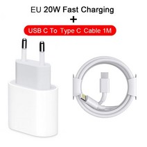 차량용 고속 스마트폰 충전 시거잭 아이폰용 오리지널 USB C 고속 충전기 PD 20W 13 12 11 14 프로 맥, 01 EU Fast Charging