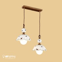 [산본 문화조명] 나비공 도자기 2등 펜던트 드라마협찬 인테리어조명 식탁등, 본품(전구제외)
