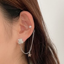 안아픈귀찌 실버 미니 곰돌이 드롭 이어커프 초등학생 귀걸이