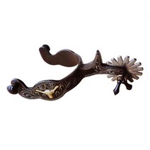 승마 청동 서양식 박차 가죽 벨트 연강 수동 조각 독일어 실버 박힌 서양 카우보이 스퍼 2 피스, 1 pair spurs style1