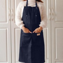 포시즌 데님 앞치마 딥블루, 블루