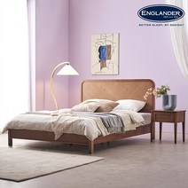 잉글랜더 메리미 헤링본 고무나무 원목 침대(Sweet Slumber 9존 필로우탑 매트-K), 월넛+매트(WH), 침대+매트