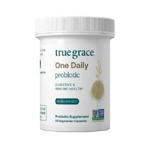 이지몰 True Grace One Daily Probiotic - 베지 캡슐 30정 장 소화 및 면역 건강 지원 프리바이오틱 섬유소와 혼합 유기농 글루텐 무함유 유제품 대두 No, 프로바이오틱