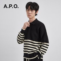 남자 스트라이프 겨울 니트 스웨터 카라 빅사이즈