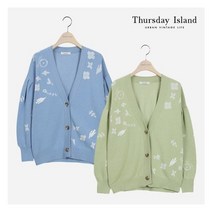 써스데이아일랜드 Thursday Island 여성 볼륨 소매 자카드 가디건(T212MCD136W)