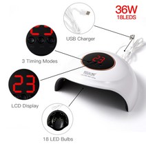 네일아트 ROSALIND-UV 네일 건조기 램프 경화 젤 매니큐어 도구 UV LED 건조 하이브리드 광택 아트 USB 충전, 03 MJD017-01_01 기타