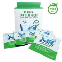 [친환경인증]그린피쉬 크린씰 단체모임 소모임 사은품 판촉용품 친구선물 기숙사 캠핑장 여행 출장 순한향 환경보호 세탁력우수 표백 하나로간편 일회용 세탁세제 40mlx5개입