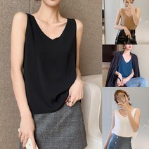 스타일G 여성 여름 V넥 민소매 시폰 느슨한 플러스사이즈 조끼 블라우스 GVS-404