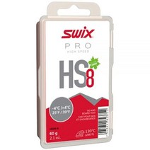Swix HS08-6 - 고속 왁스 - HS8 레드 - 25 ~ 8 °F - 60 g 바 - 불소 프리 - 스키 또는 스노보드 - FIS 승인 레드 핑크